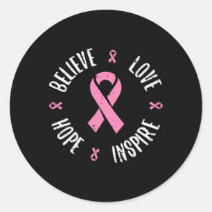 Adesivo Acreditem no Amor Esperança Friso Rosa Cancer Awar