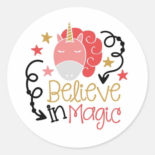 Adesivo Acredito em Magic Unicorn (Frente)
