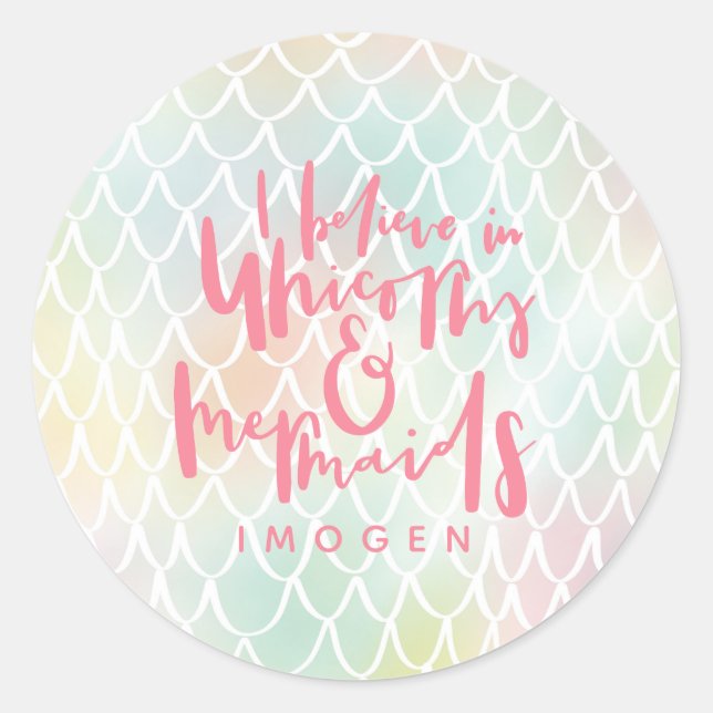 ADESIVO ACREDITO EM UNICORNS E MERMAIDS (Frente)