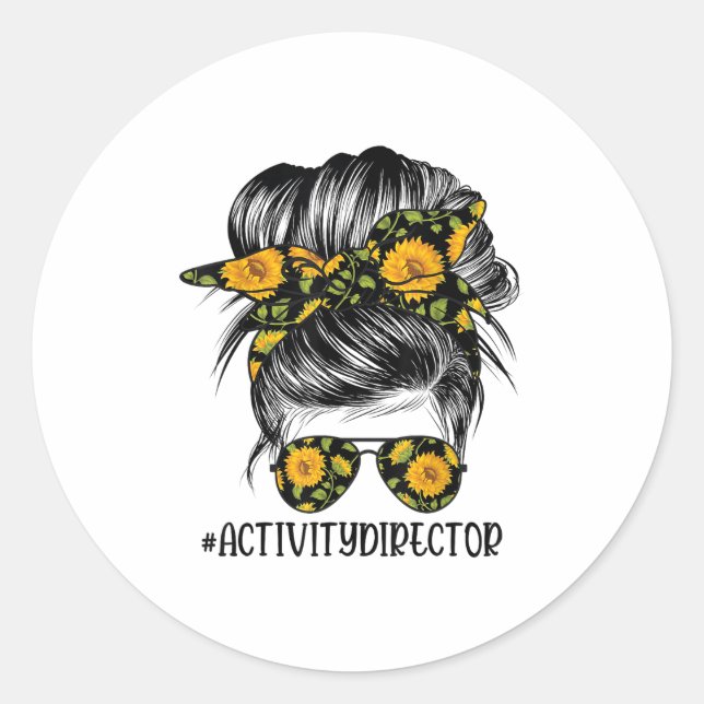 Adesivo Activity Director Messy Hair Woman Bun Sunflower H (Frente)