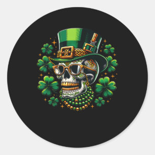Adesivo Açúcar Caveira Trevo Vestindo Chapéu Leprechaun St
