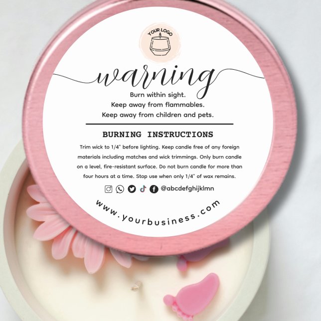 Adesivo Add your Logo Elegant Personalized Candle Warning  (Criador carregado)