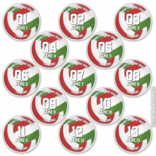 Adesivo adereços da equipe de voleibol vermelho verde para