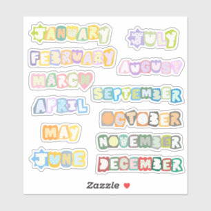 Adesivo adereços de diário para meses do ano