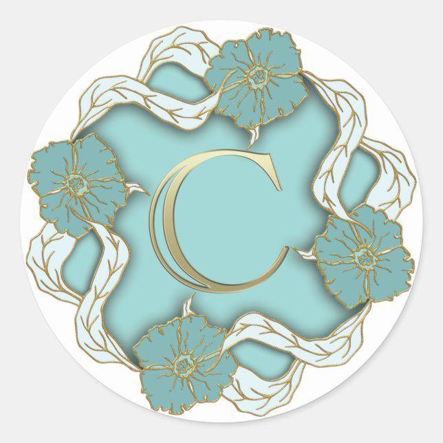 Adesivo adereços de inicial de monograma C (Frente)