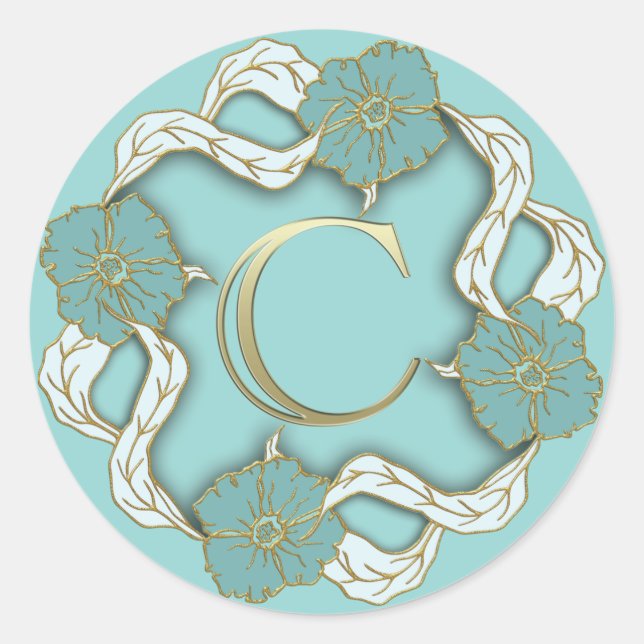 Adesivo adereços de inicial de monograma C (Frente)