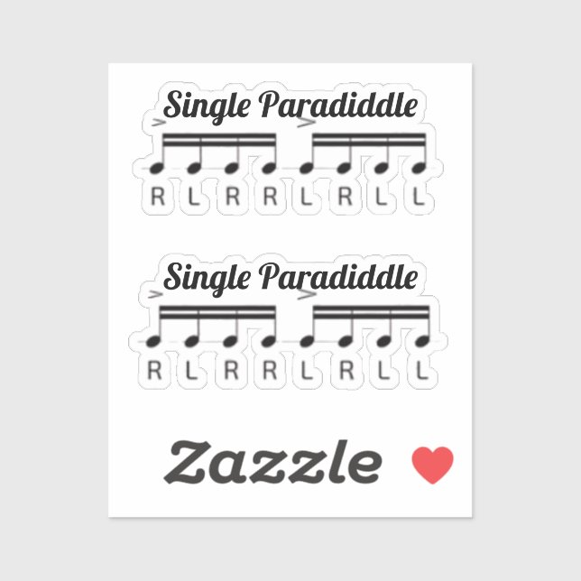 Adesivo adereços de paradiddle único (Folha)