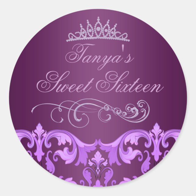 Adesivo Adesivo/selo de envelope Purple Damask/Tiara Sweet (Frente)