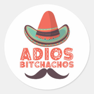Adesivo Adeus Bitchachos Sombrero Retro Cinco De Mayo