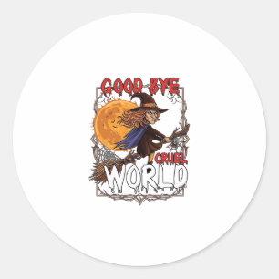Adesivo Adeus Mundo Cruel Bruxa Halloween Lua Cheia Teia d