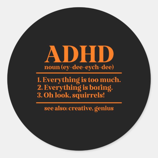 Adesivo Adhd Definition Adhd Awarness Month Adhd Warrior (Frente)