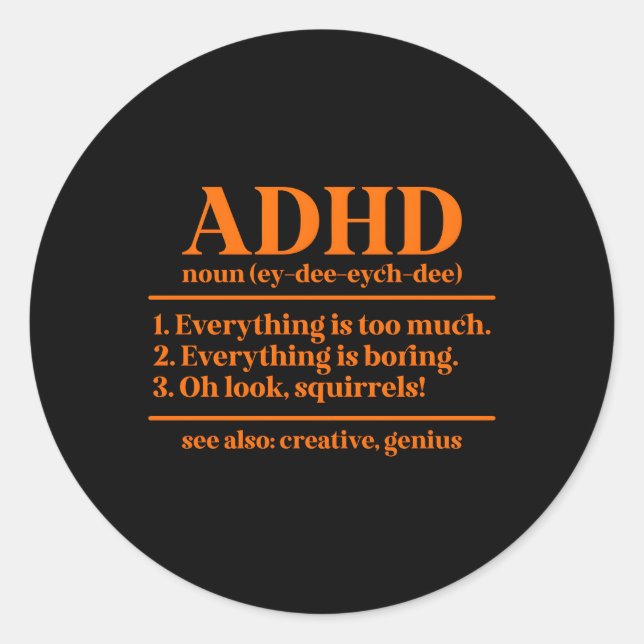 Adesivo Adhd Definition Adhd Awarness Month Adhd Warrior (Frente)