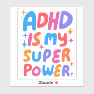 Adesivo ADHD É A MINHA SUBPOTÊNCIA DIVERTIDA Cartas Colori