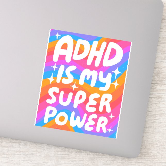 Adesivo ADHD É A MINHA SUBPOTÊNCIA DIVERTIDA Cartas Colori (Detalhe)