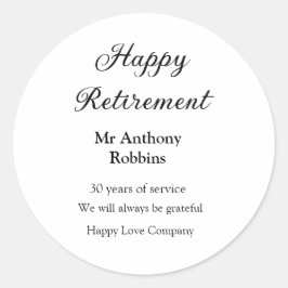 Adesivo Adição de aposentadoria feliz anos de serviço apos