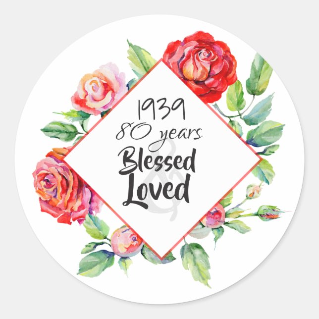 Adesivo ADICIONAR Nascer Ano Aniversário Presente para Ros (Frente)