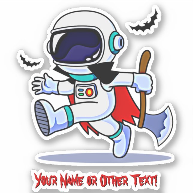 Adesivo Adicionar Nome Astronauta Cute Ax & Red Cape com B (Frente)