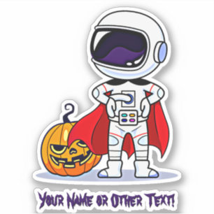 Adesivo Adicionar nome Astronauta Cute com Pumpkin