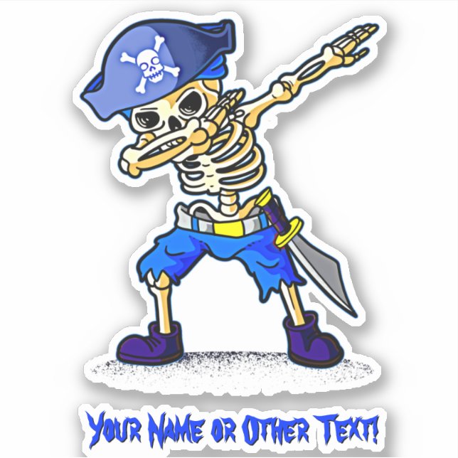 Adesivo Adicionar Nome, Esqueleto Pirata Cuja Espada De Ch (Frente)
