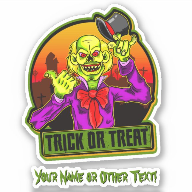 Adesivo Adicionar Nome, Palhaço Amarelo Assustador, Chapéu (Frente)