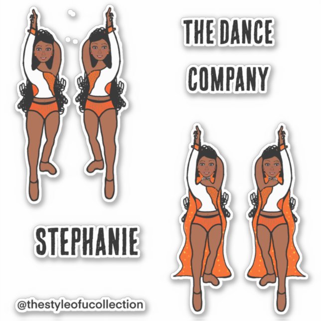 Adesivo Adicionar Nomes Maiorette / Dancer Stickers Orange (Frente)