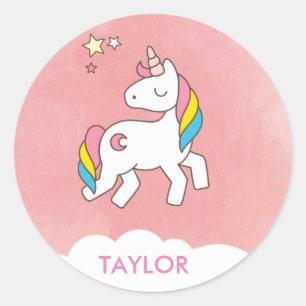 Adesivo Adicionar seu nome Cute Magical Unicorn Personaliz