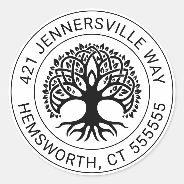 Adesivo Adicionar seu texto | Endereço Celtic Tree (Frente)