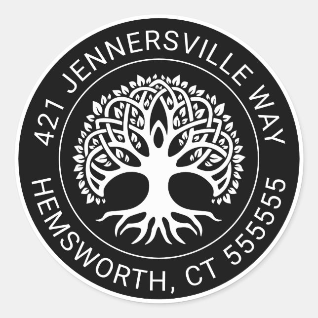 Adesivo Adicionar seu texto | Endereço Celtic Tree (Frente)