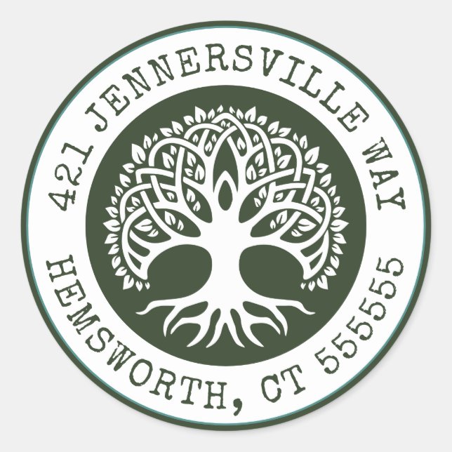 Adesivo Adicionar seu texto | Endereço Celtic Tree (Frente)