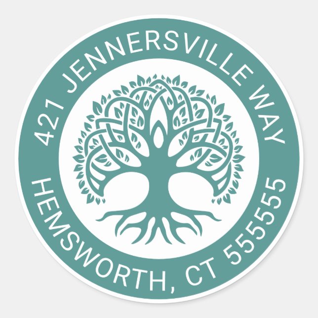 Adesivo Adicionar seu texto | Endereço Celtic Tree (Frente)