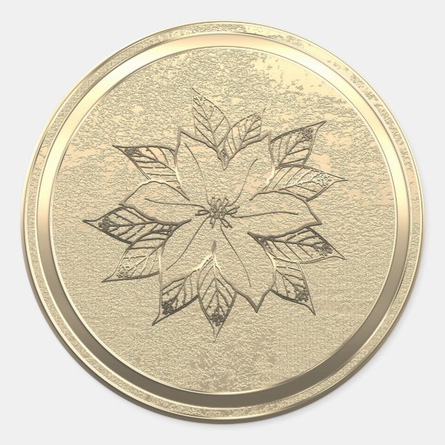 Adesivo Adicionar Texto Poinsettia Dourada Dezembro  (Frente)