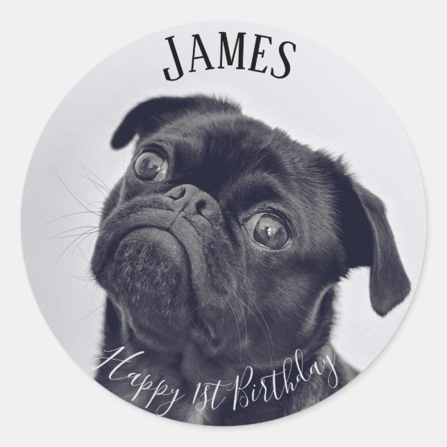 Adesivo Adicione a sua própria foto Aniversário (Frente)