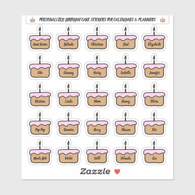 Adesivo Adicione de bolo de aniversário para calendários e (Folha)
