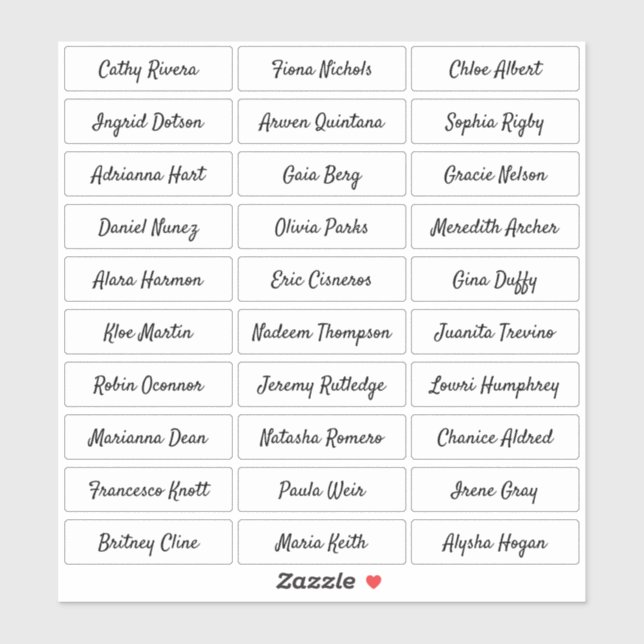 Adesivo Adicione de nomes de convidados modernos e transpa (Folha)