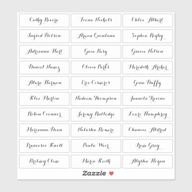 Adesivo Adicione de nomes de convidados modernos e transpa (Folha)