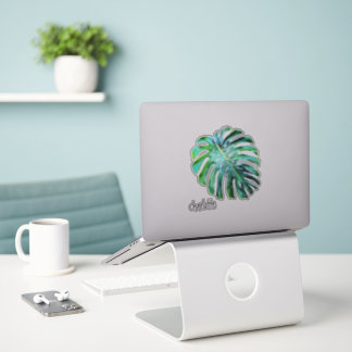 Adesivo Adicione Nome Elegante Folha Tropical Folha Modern