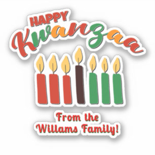 Adesivo Adicione Nome, Feliz Kwanzaa Red Black Canders Gre