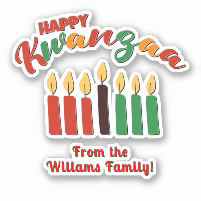 Adesivo Adicione Nome, Feliz Kwanzaa Red Black Canders Gre (Frente)