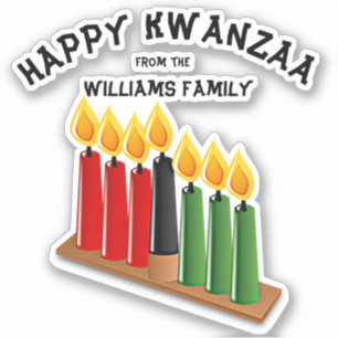 Adesivo Adicione Nome, Velas Verde Amarelas Feliz Kwanzaa