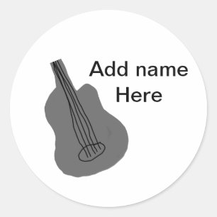 Adesivo Adicione o nome do texto guitarra acústica castanh