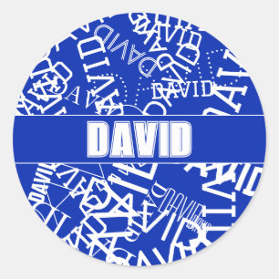 Adesivo Adicione qualquer nome, nome colagem em azul e bra