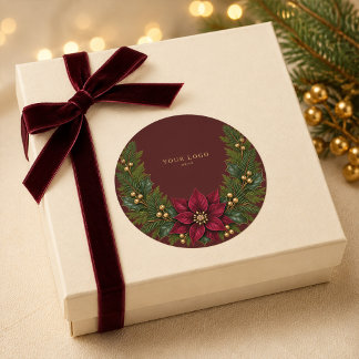 Adesivo Adicione Seu Logotipo Poinsettia Borgonha