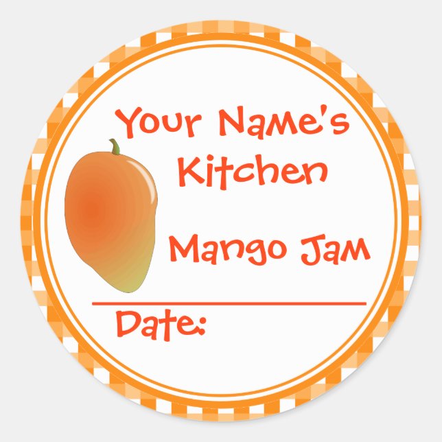 Adesivo Adicione Seu Nome Mango Jam Canning Jar Pid Sticke (Frente)