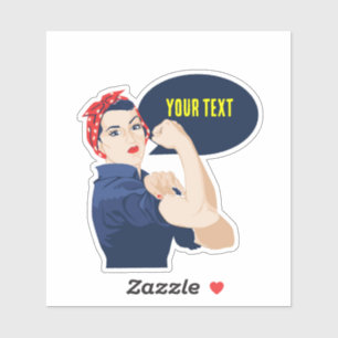 Adesivo Adicione seu próprio texto à rosie riveter