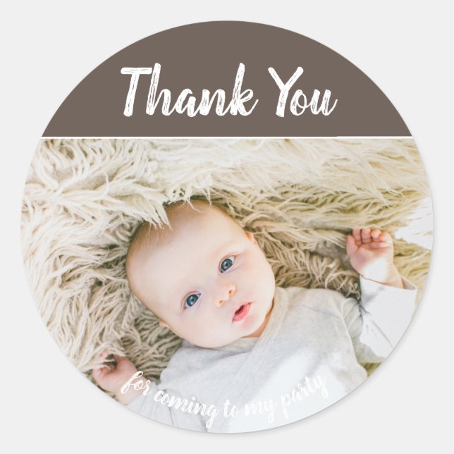 Adesivo Adicione Sua Própria Foto Aniversário Obrigado Sti (Frente)