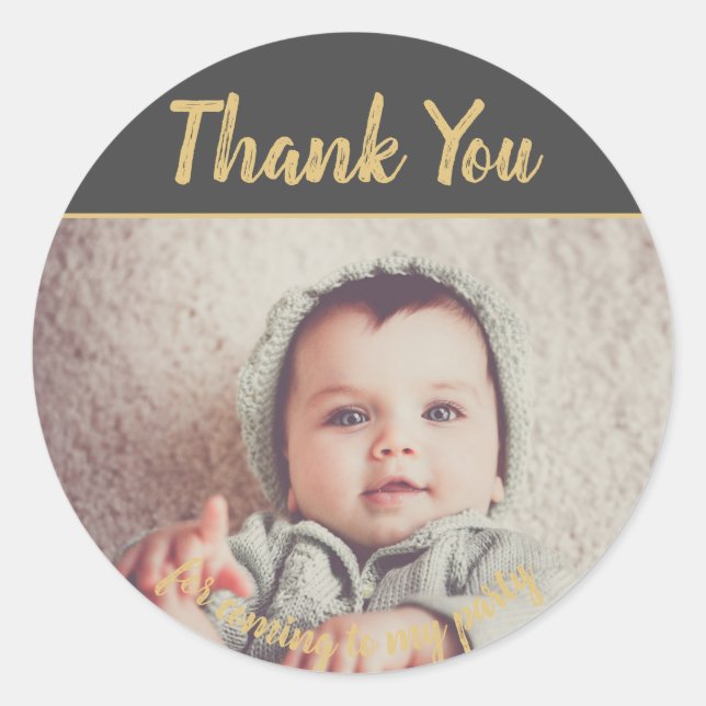 Adesivo Adicione Sua Própria Foto Aniversário Obrigado Sti (Frente)