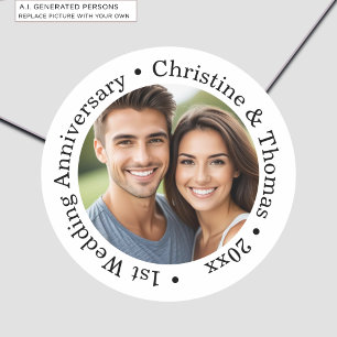 Adesivo Adicione sua própria foto de casal 1º aniversário 