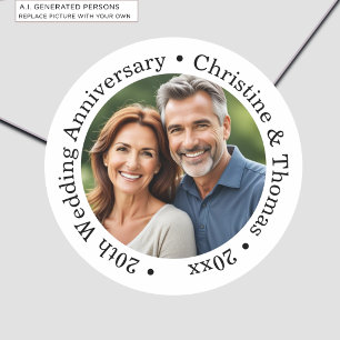 Adesivo Adicione Sua Própria Foto de Casal 20º Aniversário
