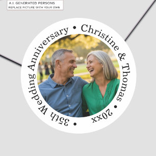 Adesivo Adicione Sua Própria Foto de Casal 35º Aniversário