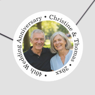 Adesivo Adicione Sua Própria Foto de Casal 40º Aniversário